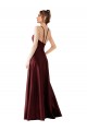 Bordeaux foncé Trapèze Licou Satiné Longue Robes demoiselle d'honneur / Robes de bal à Vendre