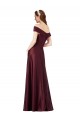 Bordeaux foncé Trapèze Épaule Dénudée Sans bretelle Satiné Longue Formelles Robes demoiselle d'honneur / Robes de soirée / Robes de bal à Vendre