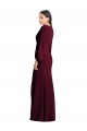 Bordeaux foncé Trompette Col V Crêpe Stretch Longue Robes demoiselle d'honneur / Robes de bal à Vendre