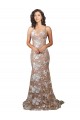 Champagne Sirène Col V Balayage train Dentelle Robes de mariée à Vendre