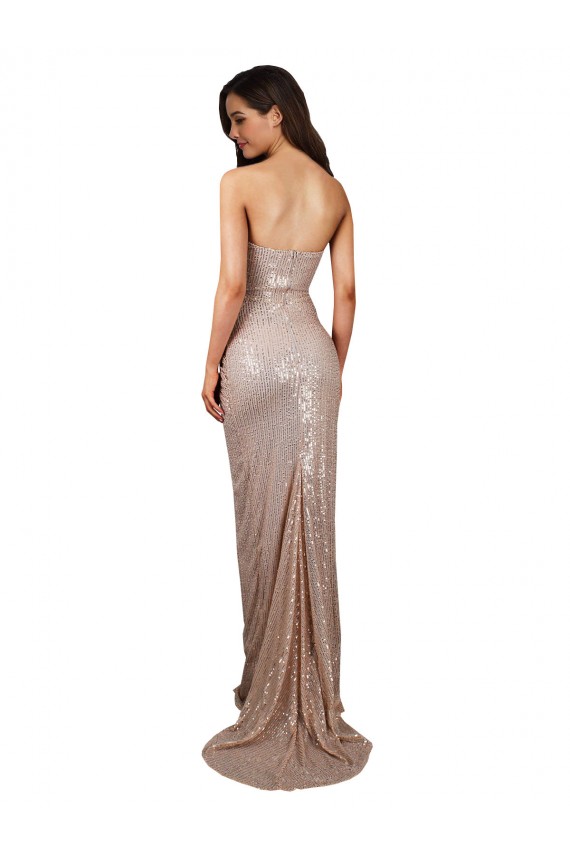 Champagne Sirène Scoop Paillette Longue Formelles Robes demoiselle d'honneur / Robes de soirée / Robes de bal à Vendre