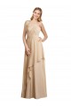 Champagne Trapèze Bretelles spaghetti Mousseline Longue Robes demoiselle d'honneur à Vendre