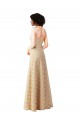Champagne Trapèze Dentelle Longue Robes demoiselle d'honneur à Vendre
