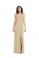 Champagne Trompette Col Carré Crêpe Stretch Longue Formelles Robes demoiselle d'honneur / Robes de soirée / Robes de bal à Vendre