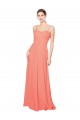 Corail Trapèze Bretelles spaghetti Mousseline Longue Robes demoiselle d'honneur à Vendre