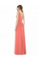 Corail Trapèze Col V Mousseline Longue Robes demoiselle d'honneur à Vendre