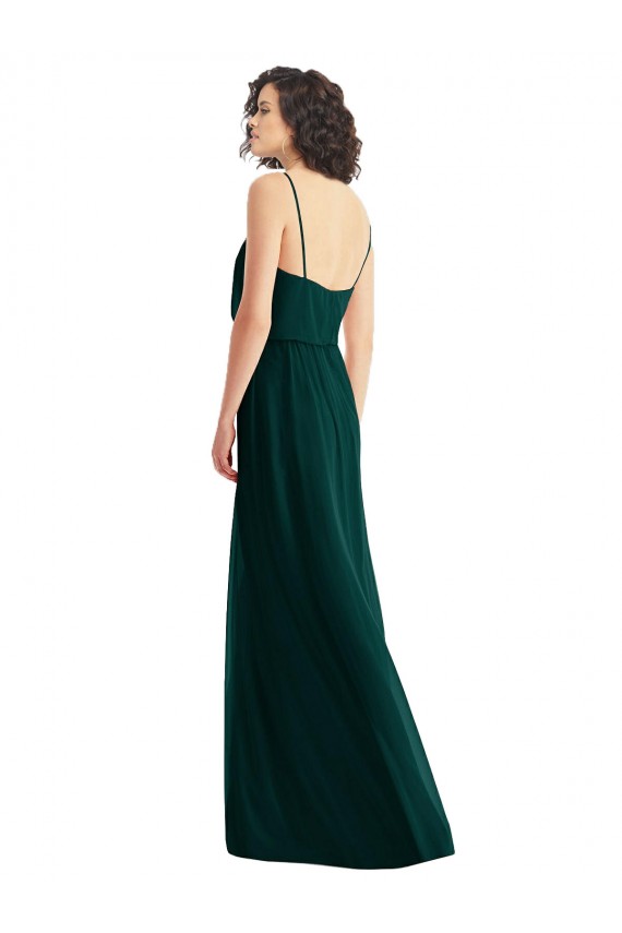 Evergreen Trapèze Col V Mousseline Longue Robes demoiselle d'honneur à Vendre