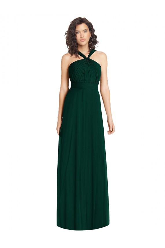 Evergreen Trapèze Licou Mousseline Longue Robes demoiselle d'honneur à Vendre