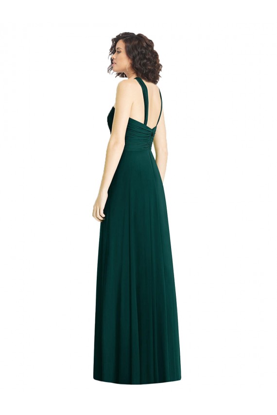 Evergreen Trapèze Licou Mousseline Longue Robes demoiselle d'honneur à Vendre
