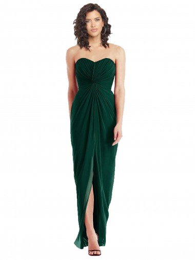 Evergreen Trapèze Sans bretelle Mousseline Longue Robes demoiselle d'honneur à Vendre