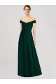 Evergreen Trapèze Épaule Dénudée Col V Mousseline Longue Robes demoiselle d'honneur à Vendre