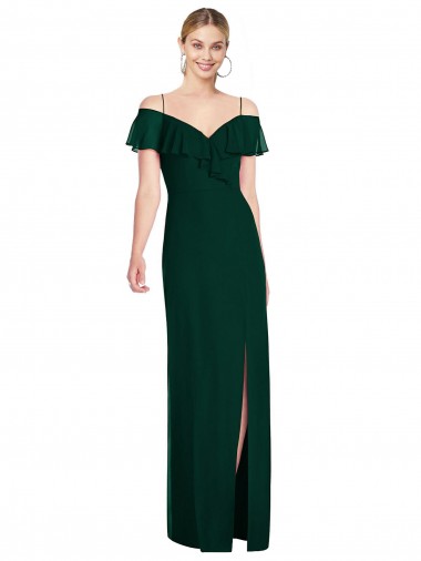 Evergreen Trompette Bretelles spaghetti Mousseline Longue Robes demoiselle d'honneur à Vendre