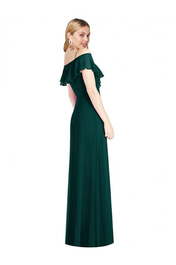Evergreen Trompette Bretelles spaghetti Mousseline Longue Robes demoiselle d'honneur à Vendre