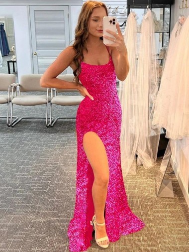 Fourreau Bretelles spaghetti Balayage train Paillettes Velours Longue Robes de bal à Vendre