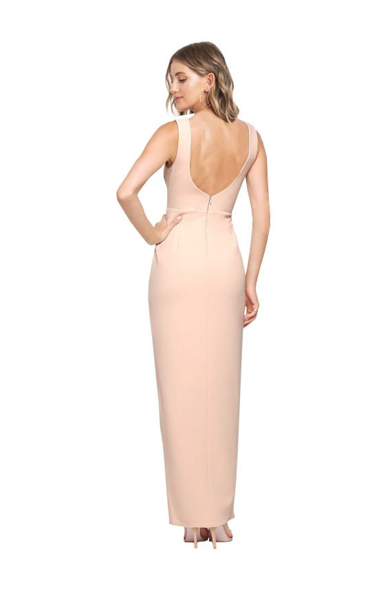 Fourreau Col Carré Crêpe Stretch Longue Formelles Robes demoiselle d'honneur / Robes de soirée / Robes de bal à Vendre