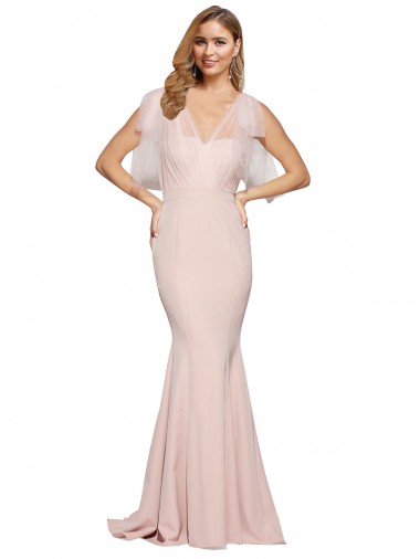 Fourreau Crêpe Stretch Tulle Longue Formelles Robes demoiselle d'honneur / Robes de soirée / Robes de bal à Vendre