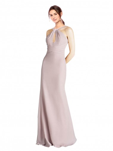 Fourreau Licou Col Haut Mousseline Longue Robes demoiselle d'honneur à Vendre
