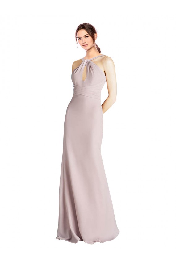Fourreau Licou Col Haut Mousseline Longue Robes demoiselle d'honneur à Vendre