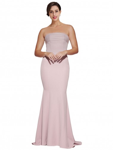 Fourreau Sans bretelle Balayage train Crêpe Stretch Longue Formelles Robes demoiselle d'honneur / Robes de soirée / Robes de bal à Vendre