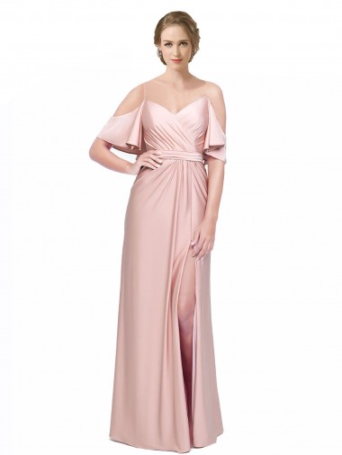 Fourreau Épaule Dénudée Satiné Soyeux Longue Formelles Robes demoiselle d'honneur / Robes de soirée / Robes de bal à Vendre