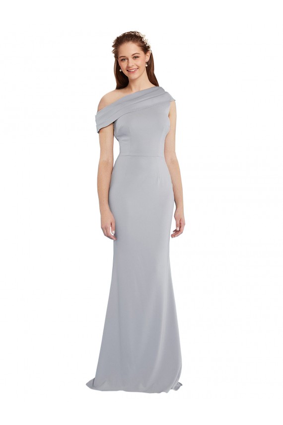 Gris 24 Sirène Crêpe Stretch Longue Formelles Robes demoiselle d'honneur / Robes de soirée / Robes de bal à Vendre