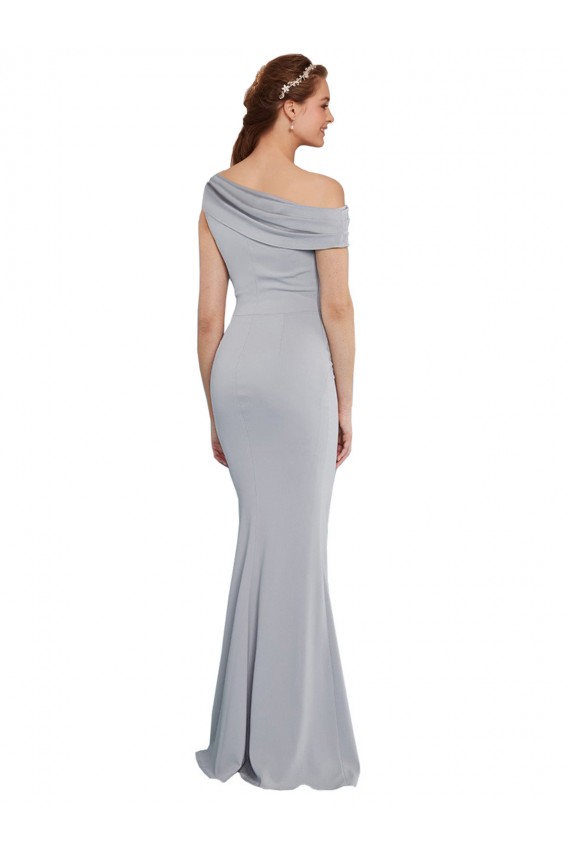 Gris 24 Sirène Crêpe Stretch Longue Formelles Robes demoiselle d'honneur / Robes de soirée / Robes de bal à Vendre