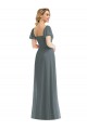 Gris ardoise Trapèze Col Carré Mousseline Longue Robes demoiselle d'honneur à Vendre