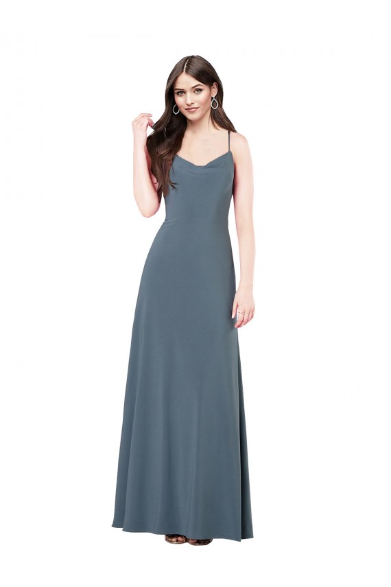 Gris ardoise Trapèze Col V Spandex Longue Robes demoiselle d'honneur / Robes de bal à Vendre