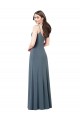 Gris ardoise Trapèze Col V Spandex Longue Robes demoiselle d'honneur / Robes de bal à Vendre