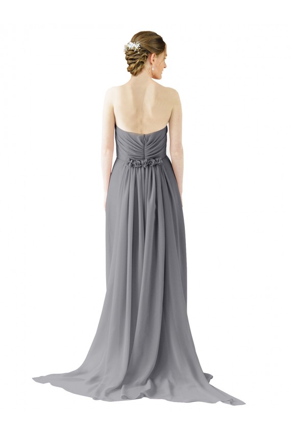 Gris ardoise Trapèze Mousseline Longue Robes demoiselle d'honneur à Vendre