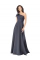 Gris ardoise Trapèze Satiné Longue Formelles Robes demoiselle d'honneur / Robes de soirée / Robes de bal à Vendre