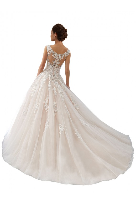 Ivoire & Champagne Princesse Bateau Tulle Dentelle Robes de mariée à Vendre