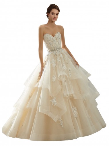 Ivoire & Champagne Princesse Tulle Dentelle Robes de mariée à Vendre