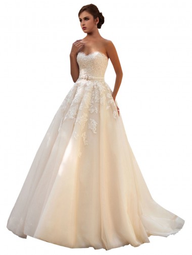 Ivoire & Champagne Princesse Tulle Dentelle Robes de mariée à Vendre