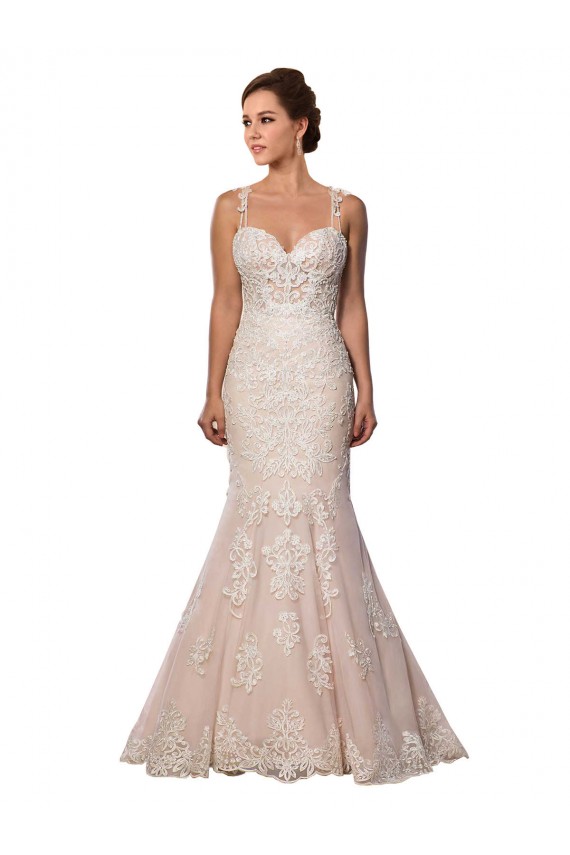 Ivoire & Champagne Sirène Bretelles spaghetti Dentelle Boho Robes de mariée à Vendre