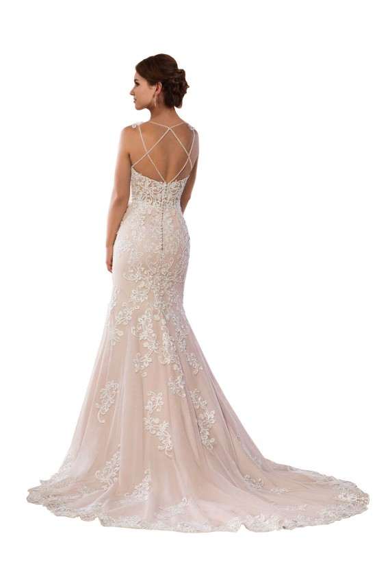 Ivoire & Champagne Sirène Bretelles spaghetti Dentelle Boho Robes de mariée à Vendre