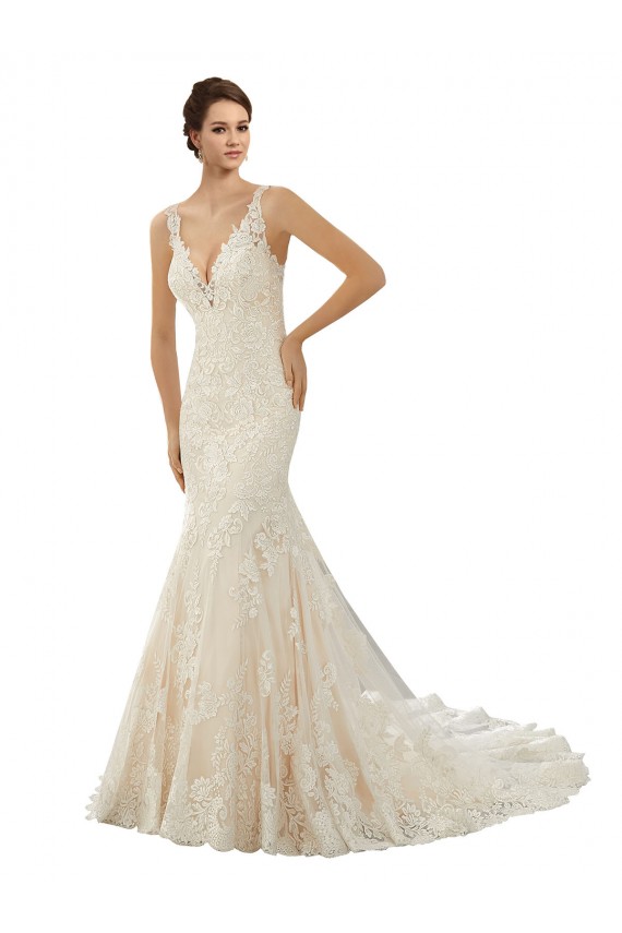 Ivoire & Champagne Sirène Col V Dentelle Robes de mariée à Vendre