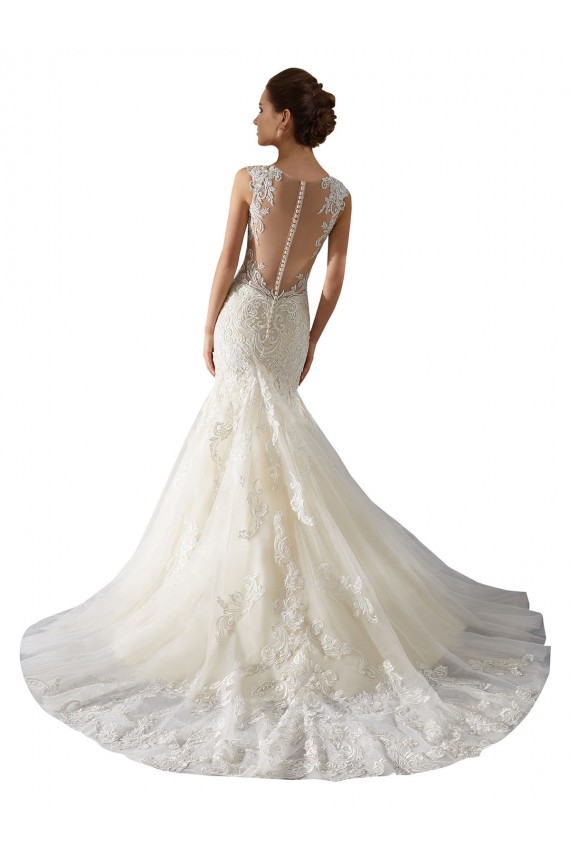 Ivoire & Champagne Sirène Col V Tulle Dentelle Robes de mariée à Vendre
