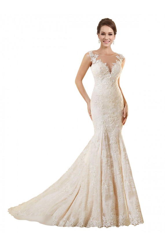 Ivoire & Champagne Sirène Illusion Dentelle Robes de mariée à Vendre