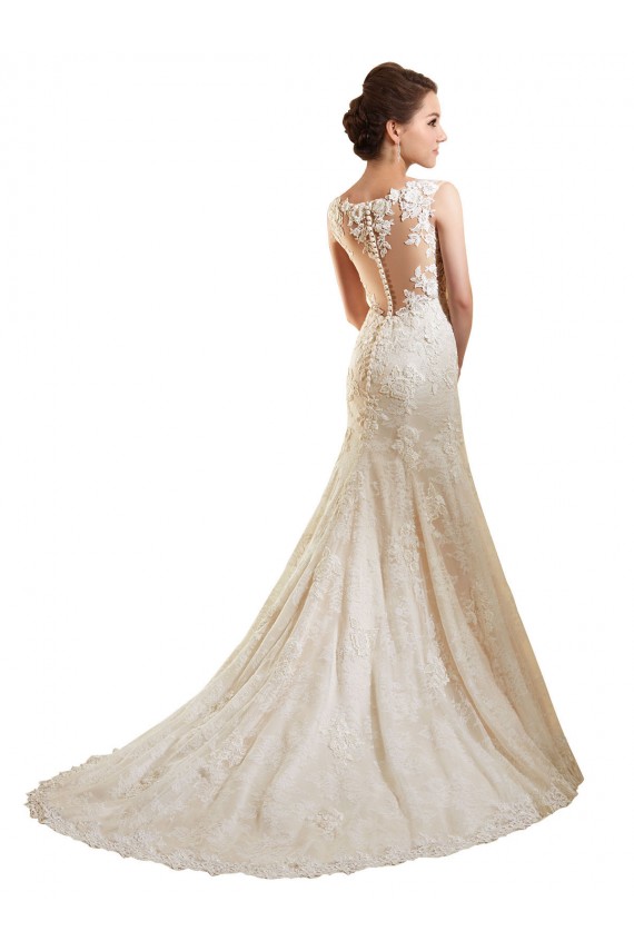 Ivoire & Champagne Sirène Illusion Dentelle Robes de mariée à Vendre