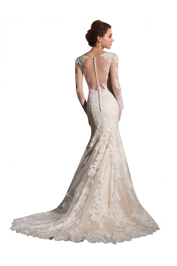 Ivoire & Champagne Sirène Illusion Tulle Dentelle Robes de mariée à Vendre