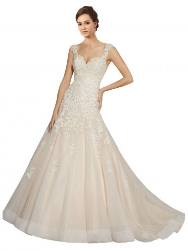 Ivoire & Champagne Sirène Tulle Dentelle Robes de mariée à Vendre