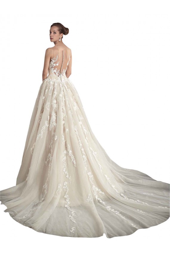 Ivoire & Champagne Trapèze Illusion Tulle Robes de mariée à Vendre