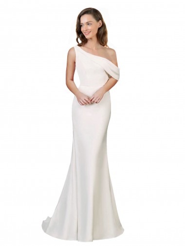 Ivoire Fourreau Balayage train Crêpe Stretch Longue Formelles Robes demoiselle d'honneur / Robes de soirée / Robes de bal à Vendre