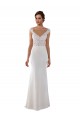 Ivoire Fourreau Col V Dentelle Crêpe Stretch Robes de mariée à Vendre