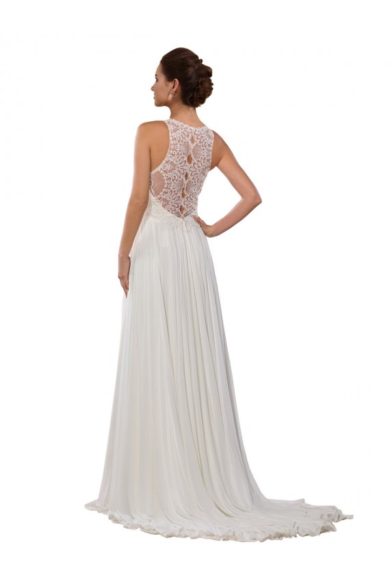 Ivoire Fourreau Illusion Mousseline Robes de mariée à Vendre