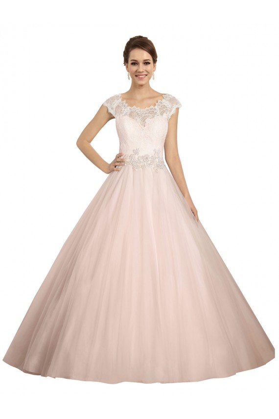 Ivoire Princesse Bateau Illusion Dentelle Robes de mariée à Vendre
