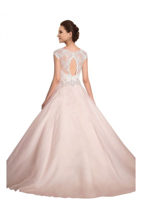Ivoire Princesse Bateau Illusion Dentelle Robes de mariée à Vendre