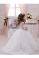 Ivoire Princesse Bateau Tulle Dentelle Longue Robes de demoiselle d'honneur - fillette à Vendre