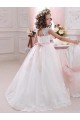 Ivoire Princesse Col Haut Tulle Dentelle Longue Robes de demoiselle d'honneur - fillette à Vendre